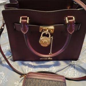 Michael Kors Maroon Cross Body Bag and Wallet